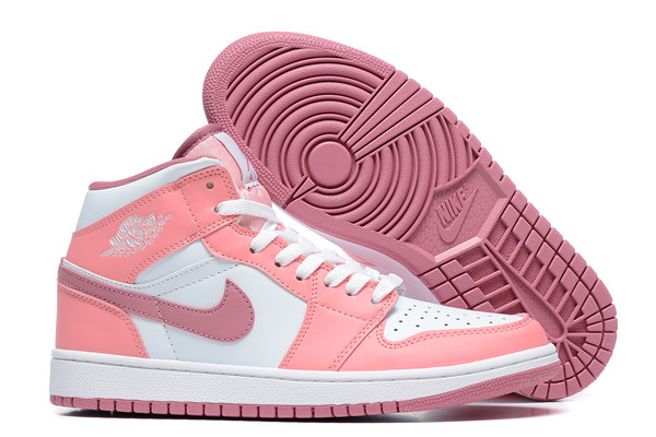 Women's Running Weapon Air Jordan 1 Pink/White Shoes 0297